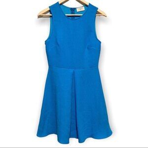 ModCloth Fit and Flare Pleat Front Sleeveless Dress in Turquoise Blue Size Small